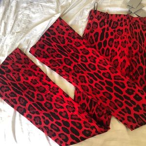 Tom Ford red leopard print pants
